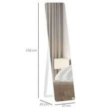 Standspiegel Ganzkörperspiegel mit klappbarem Rahmen, stabiler Schminkspiegel, frei stehend oder wandmontiert für Wohnzimmer & Ankleidezimmer - Weiss - Übersicht 3