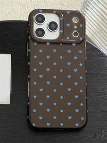 1pc Cute Polka Dot Heart Pattern Soft Phone Case, Compatible With IPhone 17 Pro Max, 17 Pro, 17, 16 Pro Max, 16 Pro, 16, 15 Pro Max, 15 Pro, 14 Pro Max, 14 Pro, 13, 12 Pro Max, 11, 16, 15, 14 Plus, With Adorable 3D Heart Pendant, Shockproof Protective Back Cover - Brown - View 4