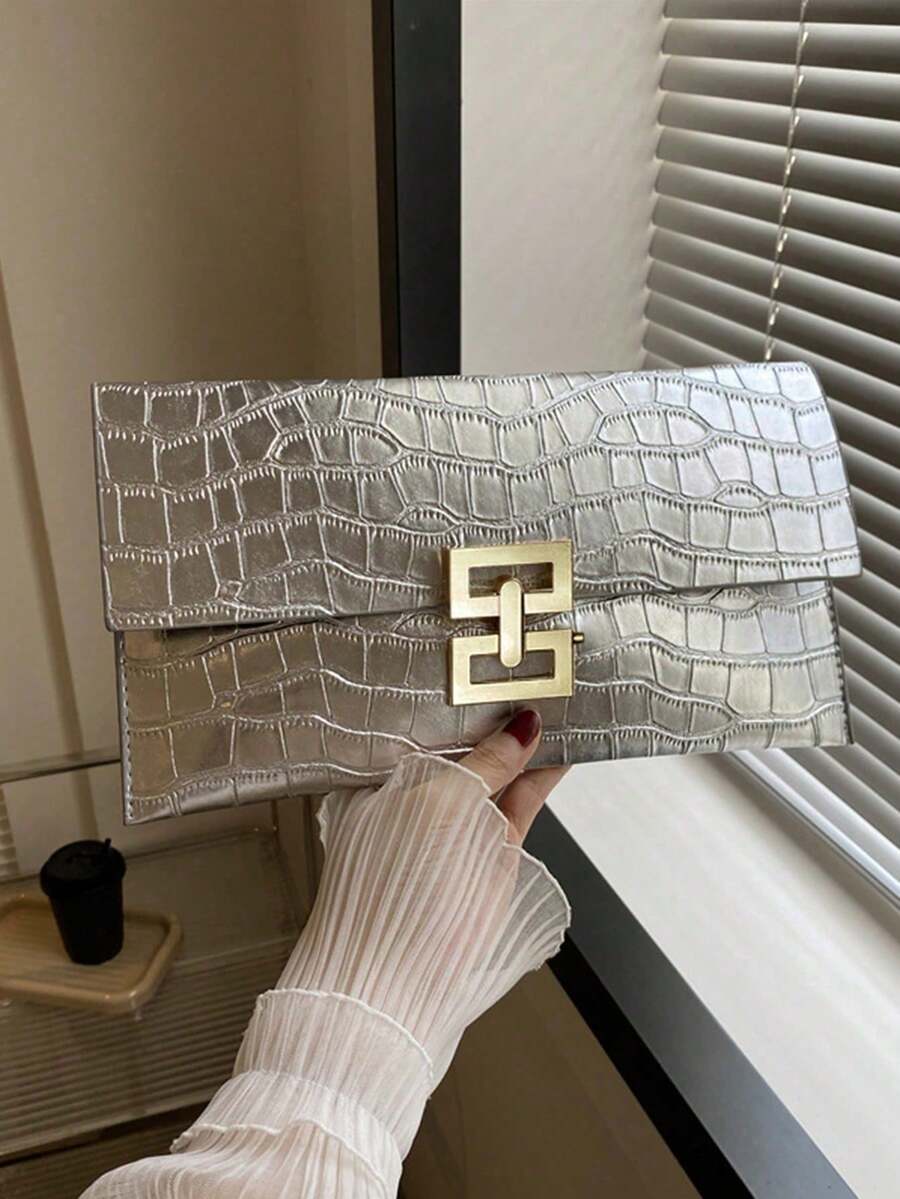 新款时尚简约女士信封手提包，休闲托特包，时尚简约设计，独特纹理