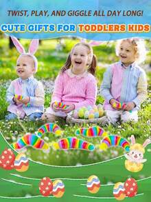 1/4pcs Random Color Fuzzy Caterpillar Sensory Toys, Fidget Slug Toys, Suitable For Party, Children & Adults, Cute Sensory Toys For Autism, Stress Relief Toys | Easter Stuffer Gifts - Multicolor - View 10