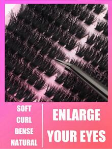 224pcs 100D Fluffy False Eyelashes,10-18mm Mixed Length, D-Curl, Create Charming Eye Makeup, 3D Russian Cat Eye Style, Lightweight & Soft, Suitable For Beginners, Reusable, Time-Saving DIY, Great Gift Choice. This False Eyelash Set Is Made Of Mink Hair, Dense & Fluffy, With D-Curl, To Create A Captivating Eye Look. - D - View 3
