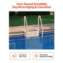 Swimming Pool Ladder, 4-Step Double Handrails Stairs With Non-Slip Heavy Duty Steps, Max Load Capacity 400 Lbs, For 48-54 In Inground & Above-Ground Pools Of Any Decking Surface, Taupe - Taupe - 4-step - View 5