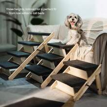 Wood Pet Stairs And Ramp For Small/Medium Dogs And Cats Aging Pets 3-In-1 Foldable Portable Non-Slip Pet Ladder For Tall Beds Couches Cars Holds Up To 220 Lbs 31.5" L X 17.2" W X 25.0" H - 4StepsForStandardHighBeds2331in - View 4