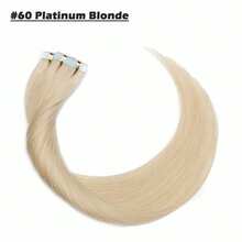 40PCS Tape In Hair Extensions Human Hair, Hair Extensions 16-26 Inch Platinum Blonde Remy Straight Human 50g/Pack Double-Side Hair Tape In Extensions Attached Skin Weft Tape Hair Extensions For Women(60#,16-26 Inch) - S60 - 查看 2