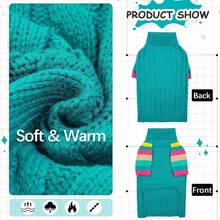 1pc Dog Winter Sweatshirt, Warm Knitwear For Medium To Large Dogs, Elastic Dog Winter Coat, Pet Cold-Proof Sweatshirt, Dog Hoodie, Classic Cable Knit Sweatshirt - Cadet Blue - View 5