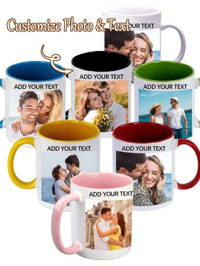 1pc Customizable Mug, Customizable Design Mug, Customizable Photo Mug, Customizable Text Mug, Personalized Photo Mug, Personalized Coffee Cup, Customizable Family Mug, DIY Mug, Personalized Gift, Customizable Coffee Cup, Mother's Day Gift, Father's Day Gift, Valentine's Day Gift, Anniversary Gift, Home Decor, Restaurant Use