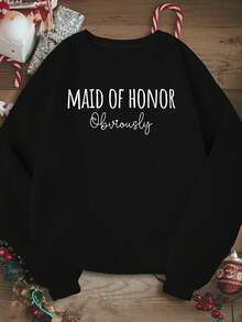 MAID OF HONOR OBVIOUSLY Women's Plus Size Sweatshirt - màu đen - Xem 7