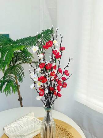 1/5支装，每支54厘米/瓣，3英寸复活节梅花造型人造花枝，适合春夏季室内装饰。人造长茎，适用于婚礼、家庭办公室、卧室、派对场合以及餐桌摆饰。