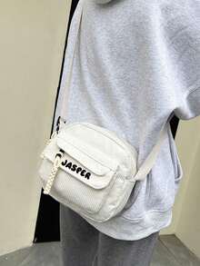 Customizable Elegant Corduroy Crossbody Bag,Customizable Multi Pocket Mini Corduroy Casual Commuter Zipper Crossbody Bag, Customizable New Fashion Unique Small Square Shoulder Bag,Custom Perfect Underarm Bag For Commuting,Versatile Commuter & Student Shoulder Bag, Fashionable Crossbody Bag - Multicolor - View 3