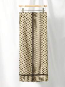 1pc Women's Middle Eastern Geometric Print Scarf, Fashion Minimalist Casual Geometric Print Headscarf, Multi-Functional Sun Protection Printed Hijab, Windproof Desert Shawl Suitable For Travel, Photography, All Seasons - Multicolor - View 9