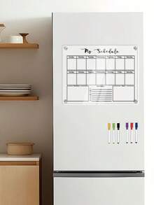 1 套磁性亚克力白板，磁性冰箱贴备忘录计划展示板，图案字体模板，透明白板，适用于计划展示、备忘录、日历（包含 6 支白板笔、磁性螺丝） - 白色 - 查看 3