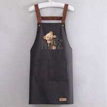 1pc Bear Design Waterproof Apron, Suitable For Cooking, Cleaning, Kitchen, Catering Work, Stain Resistant - Multicolor - View 12