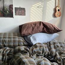 Plaid Duvet Cover Set Queen Size 3 Piece Blue Brown Buffalo Plaid Comforter Cover Vintage Grid Checkered Pattern Soft Breathable Microfiber Bedding Set With Zipper Closure And 2 Pillowcases - QueenNoComforter02br - Xem 7