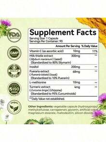 Bestseller!OxyEnergy Silymarin Milk Thistle 300mg Extract With Vitamin C, Inositol & Pueraria, Liver Detox & Repair Support, Antioxidant Support, 90 Vegetarian Capsules.Supplement Vitamin,Free Shipping. - 2 - View 8
