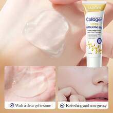 1 hộp Gel tẩy tế bào chết collagen, Mặt nạ chống nhăn, Kem tẩy tế bào chết 50g, Làm sạch nhẹ nhàng, Bổ sung collagen, Chống lão hóa, Làm sáng da, Cải thiện độ thô ráp, Làm mờ nếp nhăn, Làm săn chắc da, Quà tặng sinh nhật & ngày lễ - Màu vàng - Xem 10
