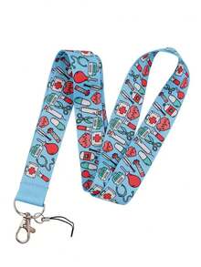 1个医生/护士挂绳钥匙扣，可用于悬挂钥匙、身份证、信用卡、通行证，也可作为手机挂饰、休闲礼物、纪念品、汽车配件、包包挂饰，适合学校、哥特风、Y2K风格、万圣节、教师节装饰。