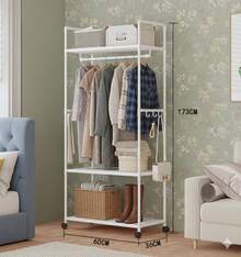 おしゃれ ハンガーラック 収納付き 洋服収納ラック キャスター付き 挂衣架立式 フック6個付き 服掛け 棚付き スリム コンパクト 衣帽架 服収納ハンガー 多機能 clothes rack コート掛け 【メタ鋼管 頑丈 耐荷重30kg】【幅60cm 奥行き36cm 高さ173cm 】【大容量】【組立簡単 】【倒れない 】リビングルーム/寝室/ベランダ - ブラック - チェックする 7