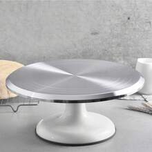 10 Inch Revolving Cake Decorating Stand Professional Aluminum Alloy Cake Turntable for Home Cake Decorating Supplies White - Blanco - Ver 4