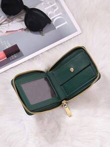 Women's Zipper Wallet, New Fashion Multi-Card Wallet, Large Capacity Short Wallet, Women Student Leather Purse - Green - View 5