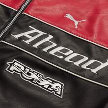 Puma 男士皮質夾克 RACE-AHEAD-PU-JKT 黑色有型挺闊撞色經典賽車服 酷 撞色拼接 立領輕盈休閒運動開襟外套636031-01 - 黑色 - 查看 6