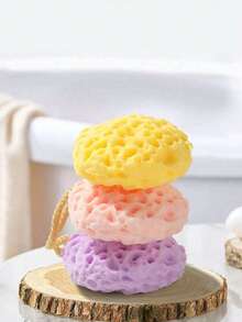 2/1pc Japanese Honeycomb Bath Sponge, Soft Exfoliating Shower Brush, Rich Lather, Suitable For Sensitive Skin, Unisex - Multicolor - View 4