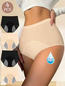 MEIYATING 4条装女士透气网眼无痕内裤，高腰防漏经期内裤 - 彩色 - 查看 2