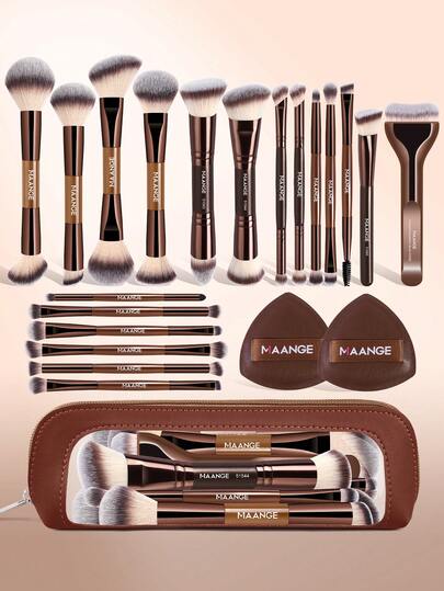 MAANGE Set de brochas de maquillaje profesional de 5 piezas/6 piezas/13 piezas/22 piezas, incluye 2 esponjas de maquillaje y 1 bolsa de maquillaje, contiene brocha de base, brocha de polvo, brocha de rubor, brocha de iluminador, brocha de sombra de ojos, brocha de mezcla, brocha de corrector, brocha de mezcla, hechas de fibra suave, adecuadas para la piel, portátiles, gran regalo para mujeres y niñas