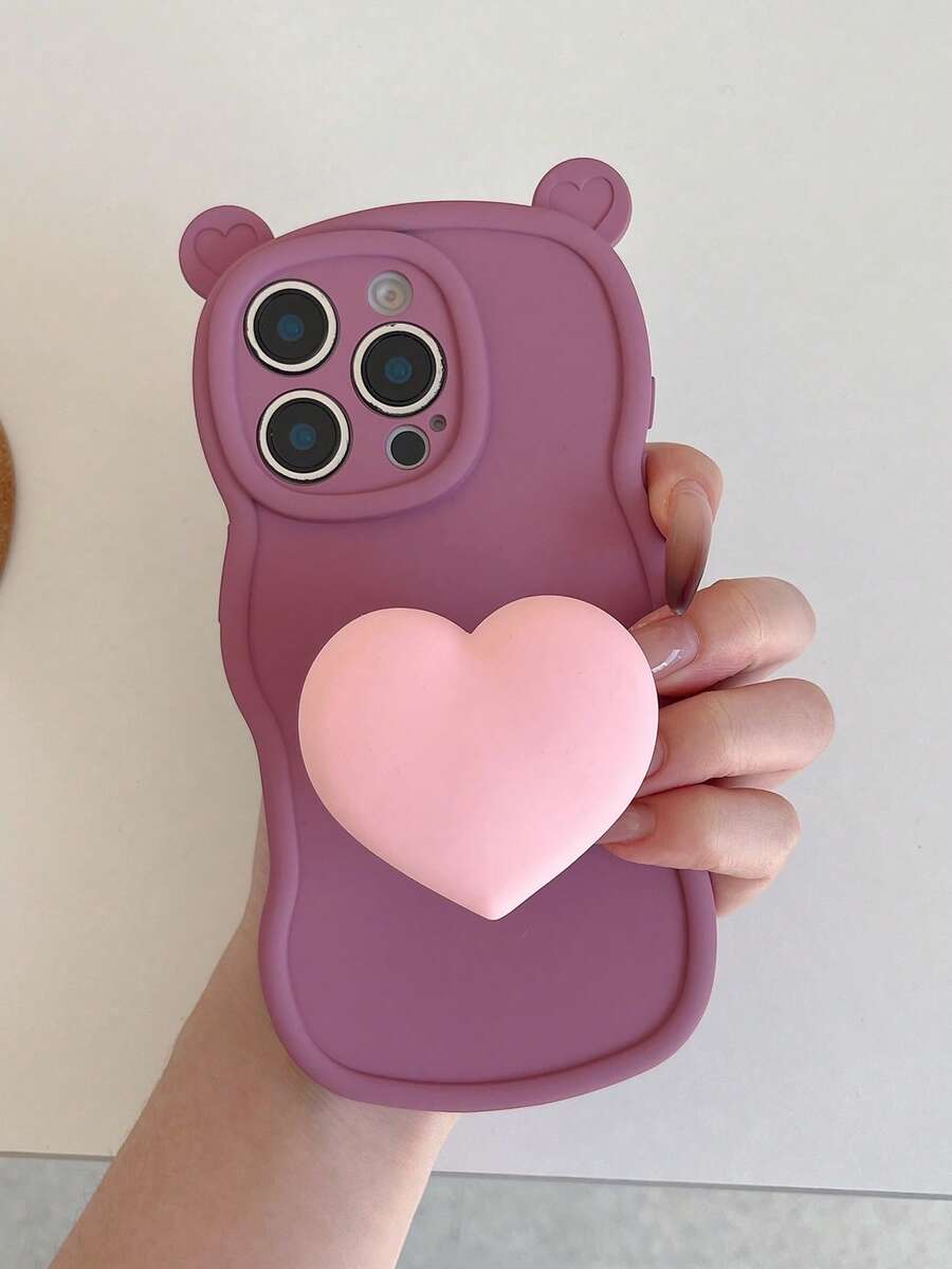 Cute Ear & Heart Shaped Phone Case, Minimalist & Fashionable, Suitable For IPhone 17, 16, 15, 14, 13