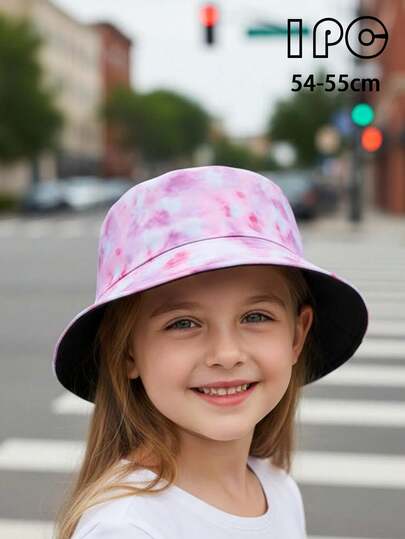 1pc Kids Tie-Dye Reversible Bucket Hat, Fashionable & Versatile Sun Protection, Suitable For Spring, Summer, All Seasons