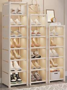 1 pieza Estantería metálica ajustable de 4/6/8 niveles - Sin herramientas necesarias, estantería de almacenamiento de entrada portátil, adecuada para dormitorio y hogar, solución de almacenamiento de zapatillas y zapatos de varias capas, diseño minimalista blanco/negro | Organizador de zapatos duradero - Negro - Ver 3
