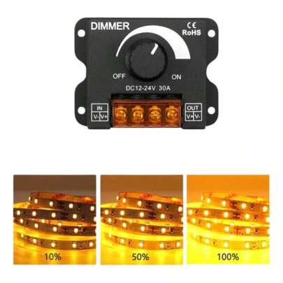 Controlador Dimmer Com Controle  Fita De Led 12v 24v 30a Ajuste de Brilho