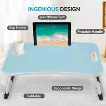 23 X 15 In Foldable Lap Desk,Sofa & Bed Table For Laptop Include IPad Slot And Cup Holder - Blue - View 3