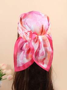 1 pieza Pañuelo/Bandana impreso de 70cm, accesorio de moda para mujer adecuado para la playa, vacaciones y la vida diaria, agregando destellos a tu estilo - Multicolor - Ver 2