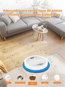 1 Piece White/Black Robot Sweeper, Smart Sweeper Robot Vacuum Cleaner, Robot Vacuum And Mop Combo, USB Rechargeable, Wet And Dry Fully Automatic Mop Machine With Spray Function And Wet And Dry Pads, Free Your Hands For Pet Hair And Mop Cleaner, Hard Floors And Carpets, Suitable For Scenarios In Homes, Offices, Bedrooms, Hallways, Etc. - 白色 - 查看 4