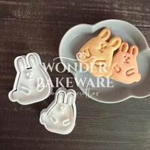 Molde de Cortador de Biscoito de Coelho Fofo de Páscoa, Carimbo de Biscoito de Coelho Cartoon, Prensado à Mão 3D, Decoração de Glacê, Suprimentos de Cozinha para Assar - coelho - Visão 2