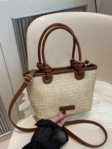 2025 New Vacation Beach Style Straw Woven Tote Bag, Shoulder Bag, Handbag
