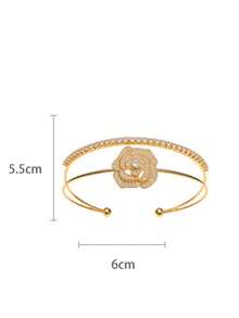 1件装 时尚花朵双层立方氧化锆装饰多层开口手链，适合女性日常佩戴，复古简约时尚精致手链，轻奢高端女士珠宝 - 手鐲 - 查看 7