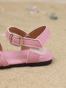 儿童时尚户外凉鞋，夏季方头平底鞋，一体式凉鞋，新款时尚优雅简约设计，高品质儿童春夏鞋履 - 粉色 - 查看 8