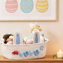 定制手工椭圆形收纳篮,兔耳朵礼品篮/装饰篮,家居装饰,礼品包装篮,复活节礼物,送给家人,衣橱收纳整理篮 - 彩色 - 查看 38