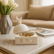 Este quemador de incienso y soporte con diseño de castillo en forma de media luna al estilo del Medio Oriente es perfecto para colocar en tu sala de estar u oficina, y se puede usar durante las temporadas de Eid y Ramadán. - Multicolor - Ver 5