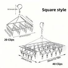 20/40 Clips Stainless Steel Drying Rack - Windproof Hanging Organizer For Socks And Underwear, No Drilling Required, Hanging, Space-Saving Multi-Function Hooks, Suitable For Home And Retail Use, Great For Back To School, Stainless Steel Drying Rack, Dry Socks And Underwear, 2026 New Model, Suitable For Winter, New Year Gift - Silver - View 10