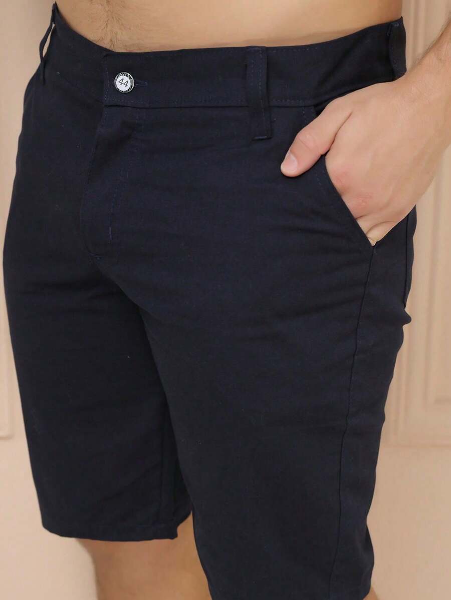 Men's Premium Colored Denim Bermuda Shorts In Various Colors - Màu xanh hải quân - Xem 1