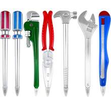 5/7/11件套工具圆珠笔，黑色墨水，五金配件造型，包含管钳、钳子、扳手、锤子、螺丝刀等设计，适合工人、工匠、学生返校创意文具礼品 - 黑色 - 查看 11