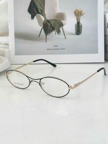 MELINDA MODA Women's Metal Oval Small Fashion Eyeglass Frame - màu đen - Xem 2
