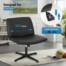 The Criss Cross Chair, Modern Adjustable Height Vanity Chair, Armless Cross Legs Comfortable Office Chair, Swivel Fabric Computer Task Chair,Home Office Desk Chairs,Black - màu đen - Xem 5