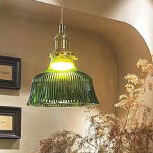 Modern Classic Retro Style Green Glass Lampshade, E26/E27 Base, Suitable For Kitchen Island, Bedroom, Bathroom, Living Room, Dining Room, Farmhouse, Study, Entryway, Closet, Vacation Rental, Bar, Countertop, Replacement Lampshade - Green - View 2
