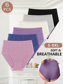 MIOTAN 6 piezas/Paquete Bragas de mujer de talle bajo, diseño jacquard, sexy y cómodas - Multicolor - Ver 3