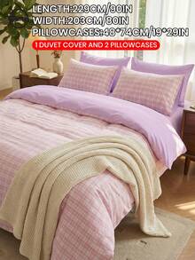 2/3pcs Digital Print Duvet Cover Set (1 Duvet Cover + 1/2 Pillowcases Without Insert), Pink Gingham Print, Cozy And Breathable Bedding Set, Skin-Friendly And Comfortable, Soft And Anti-Pilling,Fits For Twin/Full/King/Queen All Size Beds, Suitable For All Seasons, Multiple Size Options Available, Machine Washable, Aesthetic Bedding, Room Decor, Bedroom Decor, Oeko-Tex - Multicolor - View 29