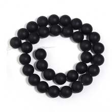 1颗哑光黑色玻璃圆珠，尺寸可选4/6/8/10/12毫米，时尚休闲饰品DIY制作珠子，适用于手链、项链、首饰、手机钥匙扣、工艺装饰，批发珠子 - 磨砂黑色 - 查看 10