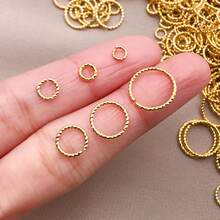 20pcs Twist O Ring Open Jump Rings Real 18K Gold Plated Brass Metal Linking Open Round Circle Connectors Ring For Jewelry Making Bracelet Necklaces DIY Crafts Supplies - Multicolor - View 4
